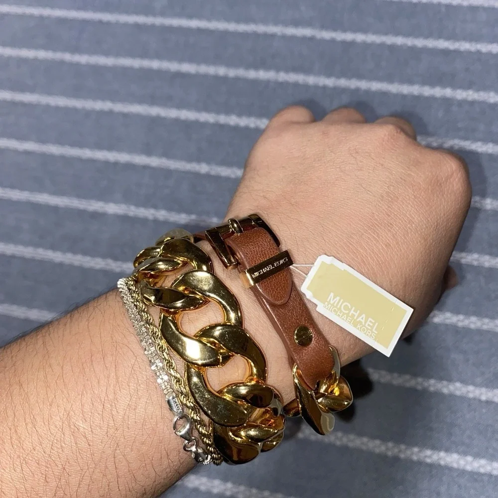 Michael Kors Gold Tone Chain Wrap Bracelet New $145
